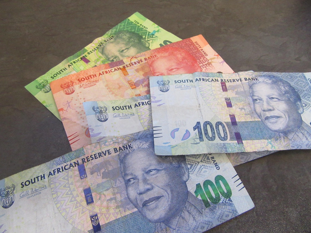 South African Rand notes with Nelson Mandela